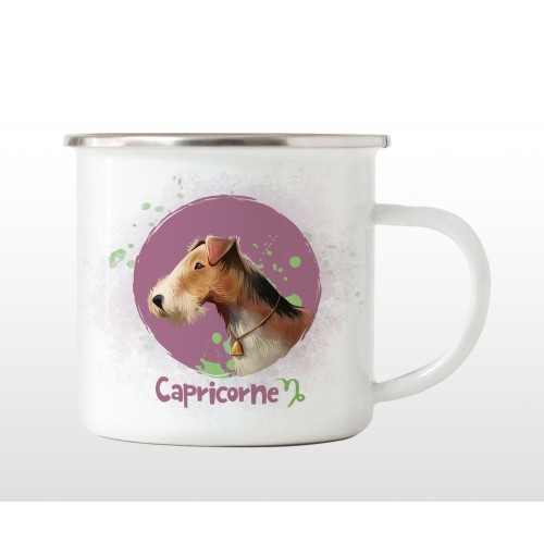 Tasse en émail chien "Capricorne" personnalisable
